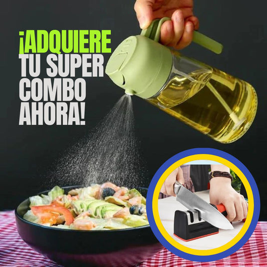 SUPER COMBO Dispensador de aceite + Afilador de cuchillos  (SOLO POR HOY 50% DE DESCUENTO)